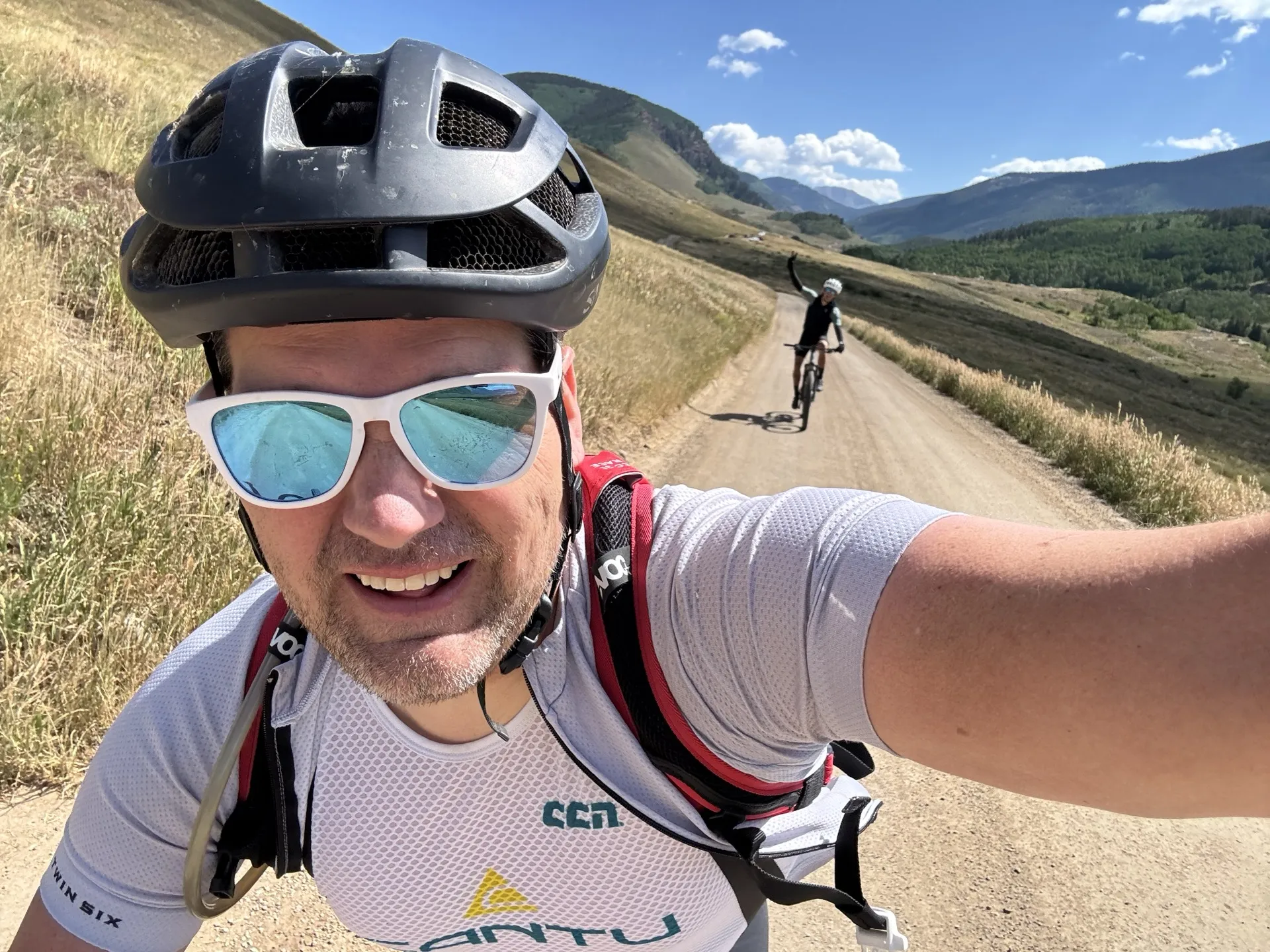 Jason gravel cycling through mountain terrain